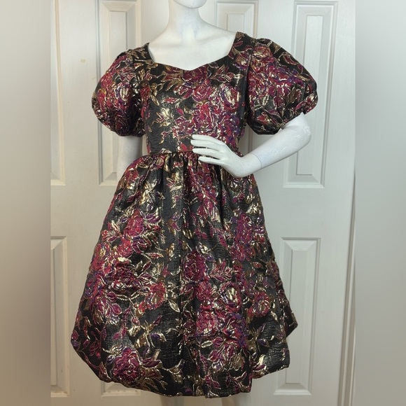 Jessakae Elegant Black and Purple Floral Dress Size Medium. - Picture 1 of 16